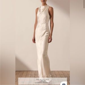 Shona Joy LA LUNE HIGH NECK SLIP DRESS - CREAM